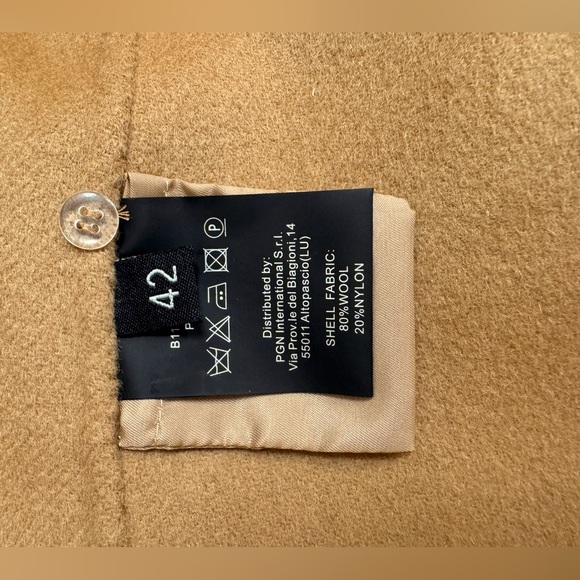 PALTO Tie-Waist Coat Belted Wrap Tan Color size 42 Italian Double Faced Wool - Picture 12 of 17